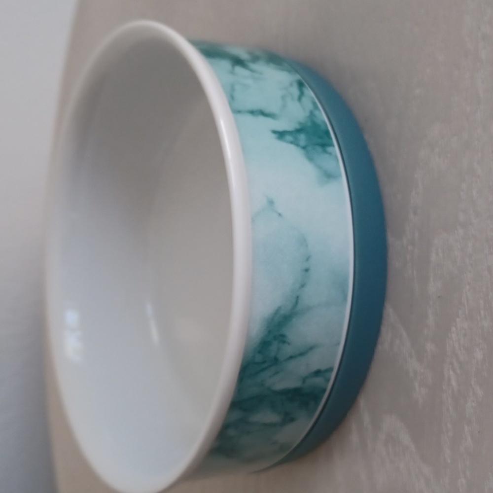 Bone Dry Ceramica NON SKID Marble Design Dog / Cat Bowl In Teal - Picture 6 of 11